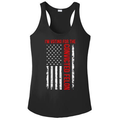 Voting For The Convicted Felon 2024 Usa Flag Back Design Ladies PosiCharge Competitor Racerback Tank