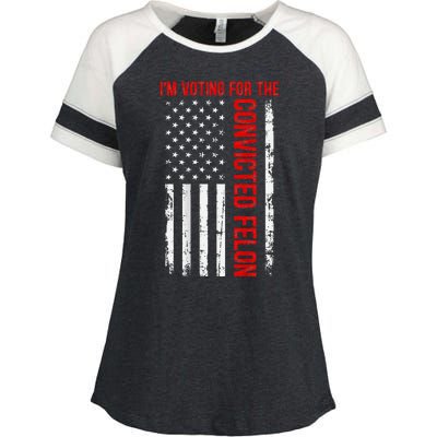 Voting For The Convicted Felon 2024 Usa Flag Back Design Enza Ladies Jersey Colorblock Tee