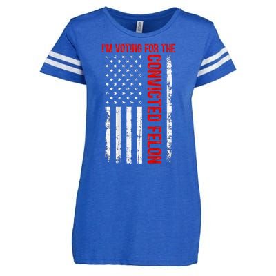 Voting For The Convicted Felon 2024 Usa Flag Back Design Enza Ladies Jersey Football T-Shirt