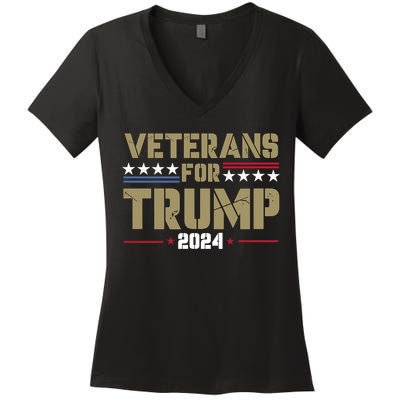 Veterans For Trump 2024 éLection 2024 Women's V-Neck T-Shirt