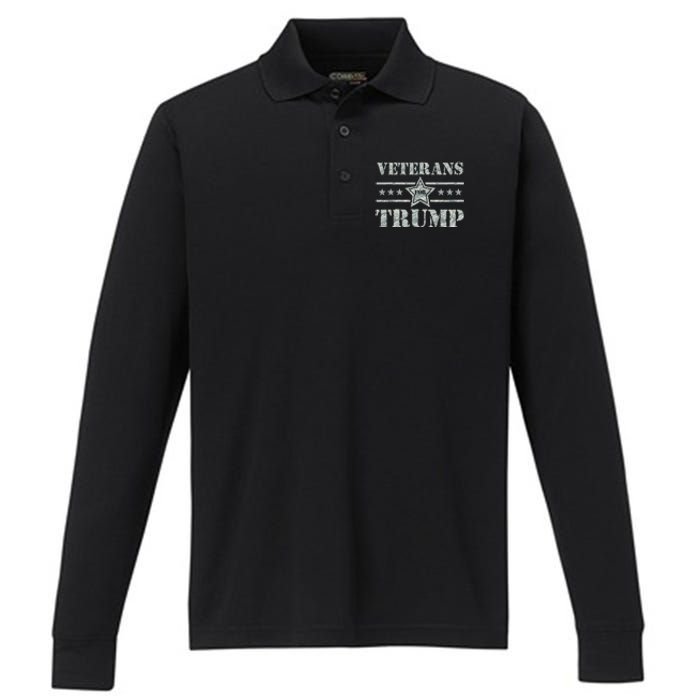 Veterans For Trump 2024 Performance Long Sleeve Polo