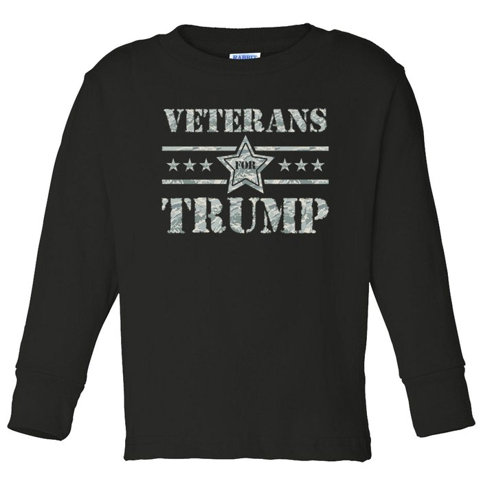 Veterans For Trump 2024 Toddler Long Sleeve Shirt