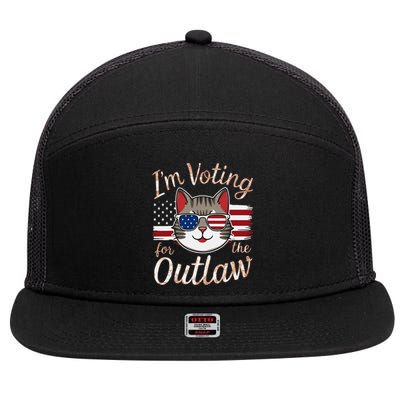 Voting For The Outlaw Bold 2024 Election Statement 7 Panel Mesh Trucker Snapback Hat