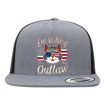 Voting For The Outlaw Bold 2024 Election Statement Flat Bill Trucker Hat