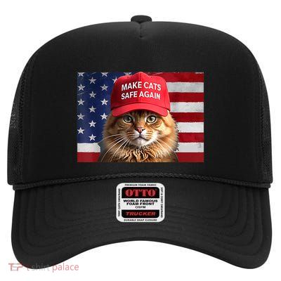 Vote For Trump Make Cats Safe Again Gift High Crown Mesh Back Trucker Hat
