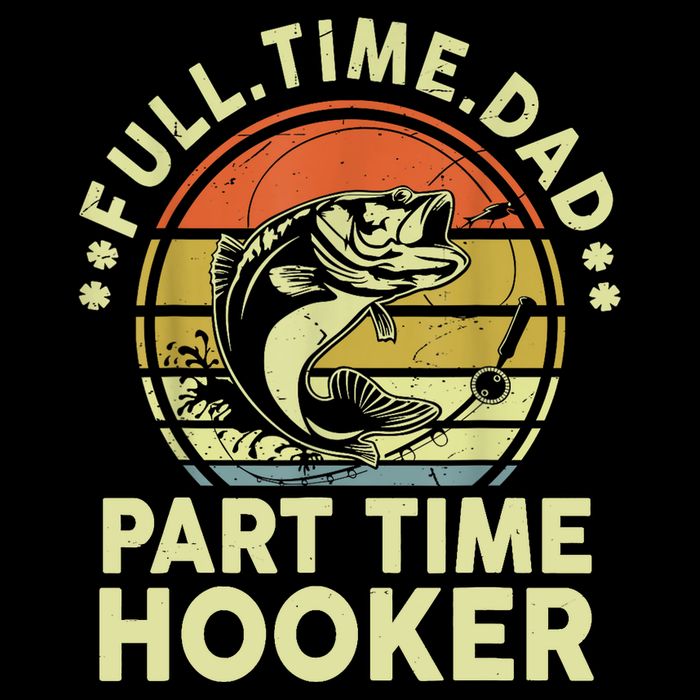 Vintage Full Time Dad Part Time Hooker Retro Adult Humor Fishing Gift Doggie Tank