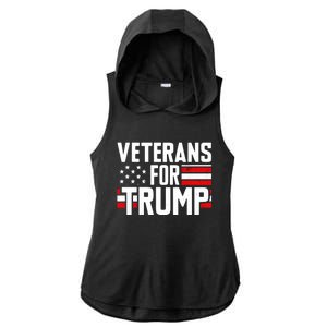 Veterans For Trump 2024 American Flag 4th Of July Gift Ladies PosiCharge Tri-Blend Wicking Draft Hoodie Tank