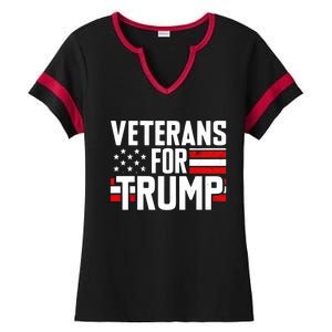 Veterans For Trump 2024 American Flag 4th Of July Gift Ladies Halftime Notch Neck Tee