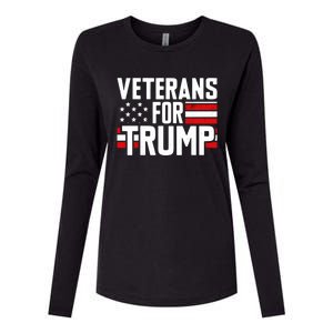 Veterans For Trump 2024 American Flag 4th Of July Gift Womens Cotton Relaxed Long Sleeve T-Shirt