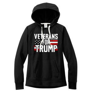 Veterans For Trump 2024 American Flag 4th Of July Gift Women's Fleece Hoodie