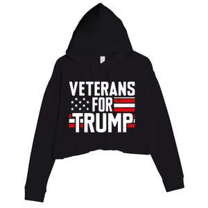 Veterans For Trump 2024 American Flag 4th Of July Gift Crop Fleece Hoodie