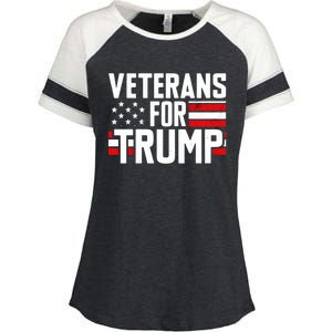 Veterans For Trump 2024 American Flag 4th Of July Gift Enza Ladies Jersey Colorblock Tee