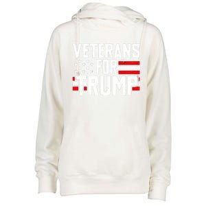 Veterans For Trump 2024 American Flag 4th Of July Gift Womens Funnel Neck Pullover Hood