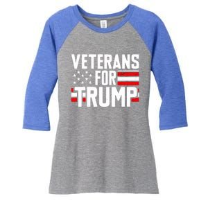 Veterans For Trump 2024 American Flag 4th Of July Gift Women's Tri-Blend 3/4-Sleeve Raglan Shirt