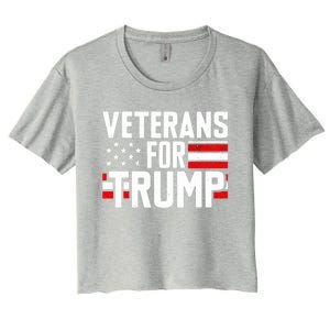 Veterans For Trump 2024 American Flag 4th Of July Gift Women's Crop Top Tee