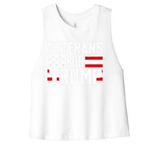 Veterans For Trump 2024 American Flag 4th Of July Gift Women's Racerback Cropped Tank