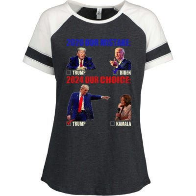 Vote For Trump! God Chose Trump To Restore Our Country! Enza Ladies Jersey Colorblock Tee