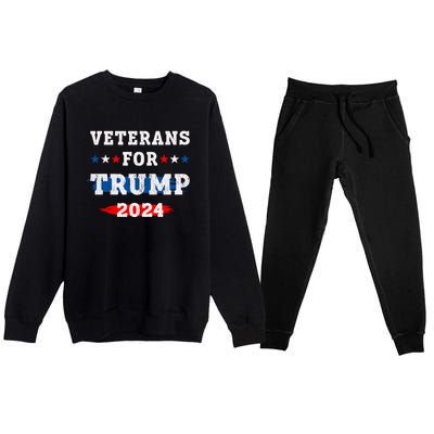 Veterans For Trump 2024 Veteran Support For Donald Trump Premium Crewneck Sweatsuit Set