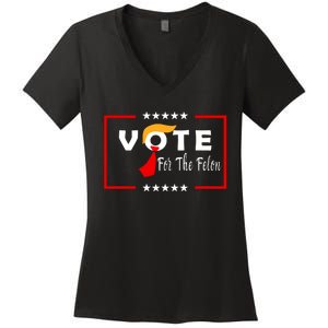 Vote Felon Trump 2024 45 And 47 Women's V-Neck T-Shirt