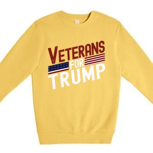 Veterans For Trump 2024 American Flag 4th Of July Gift Premium Crewneck Sweatshirt