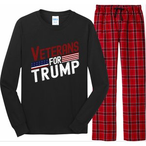 Veterans For Trump 2024 American Flag 4th Of July Gift Long Sleeve Pajama Set