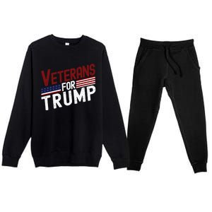 Veterans For Trump 2024 American Flag 4th Of July Gift Premium Crewneck Sweatsuit Set