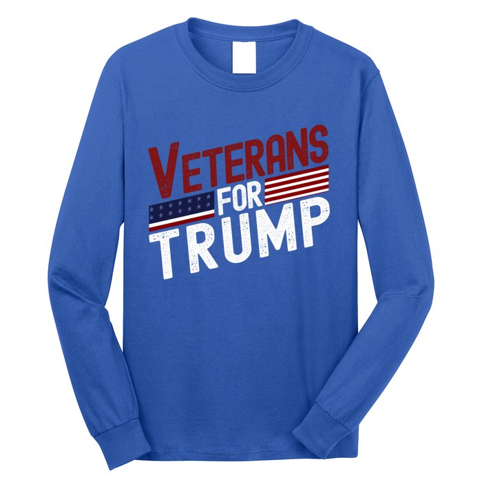 Veterans For Trump 2024 American Flag 4th Of July Gift Long Sleeve Shirt