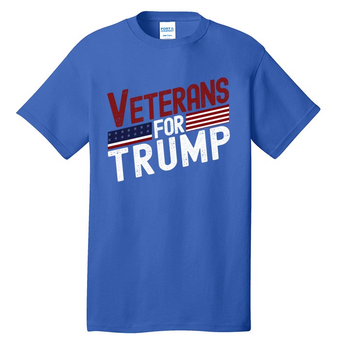 Veterans For Trump 2024 American Flag 4th Of July Gift Tall T-Shirt