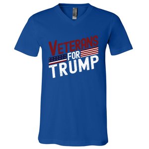 Veterans For Trump 2024 American Flag 4th Of July Gift V-Neck T-Shirt