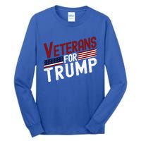 Veterans For Trump 2024 American Flag 4th Of July Gift Tall Long Sleeve T-Shirt