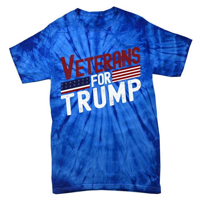 Veterans For Trump 2024 American Flag 4th Of July Gift Tie-Dye T-Shirt