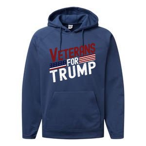 Veterans For Trump 2024 American Flag 4th Of July Gift Performance Fleece Hoodie