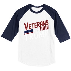 Veterans For Trump 2024 American Flag 4th Of July Gift Baseball Sleeve Shirt