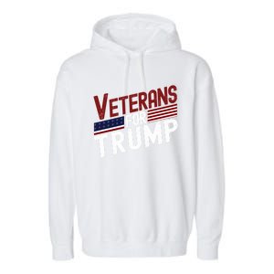 Veterans For Trump 2024 American Flag 4th Of July Gift Garment-Dyed Fleece Hoodie