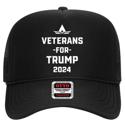 Veterans For Trump 2024 Veteran Support For Donald Trump High Crown Mesh Back Trucker Hat