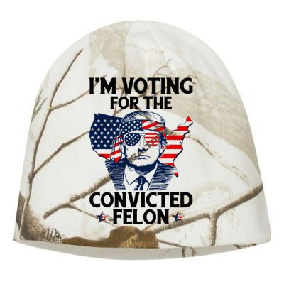 Voting For The Convicted Felon Pro Trump 2024 Kati - Camo Knit Beanie