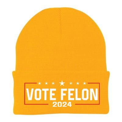 Vote Felon Trump 2024 45 And 47 Funny Vote For The Felon Gift Knit Cap Winter Beanie