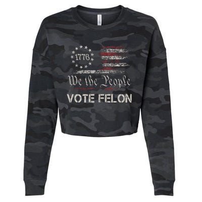 Vote Felon Trump 2024 45 And 47 Cropped Pullover Crew