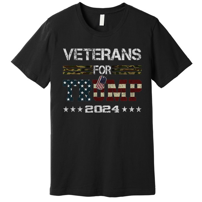 Veterans For Trump 2024 Vintage American Flag Design Premium T-Shirt