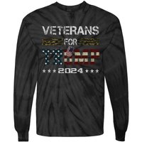 Veterans For Trump 2024 Vintage American Flag Design Tie-Dye Long Sleeve Shirt