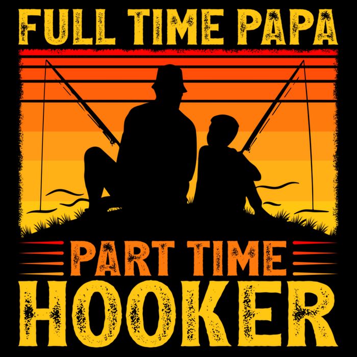 Vintage Full Time Papa Part Time Hooker Fishing Father's Day Meaningful Gift Doggie Tank
