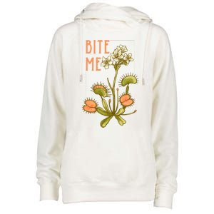 Venus Fly Trap Bite Me Funny Gift Womens Funnel Neck Pullover Hood