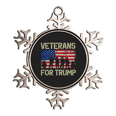 Veterans For Trump American Flag Veteran Dad Grandpa Metallic Star Ornament