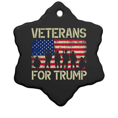 Veterans For Trump American Flag Veteran Dad Grandpa Ceramic Star Ornament