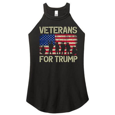 Veterans For Trump American Flag Veteran Dad Grandpa Women’s Perfect Tri Rocker Tank