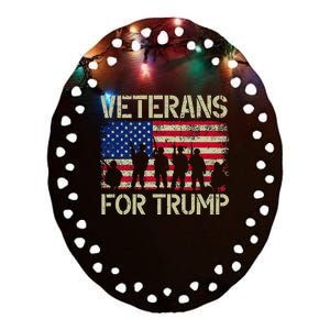 Veterans For Trump American Flag Veteran Dad Grandpa Ceramic Oval Ornament