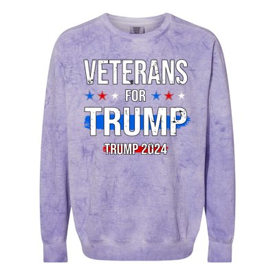 Veterans For Trump 2024 Colorblast Crewneck Sweatshirt