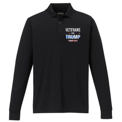 Veterans For Trump 2024 Performance Long Sleeve Polo