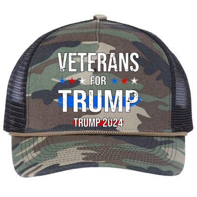 Veterans For Trump 2024 Retro Rope Trucker Hat Cap