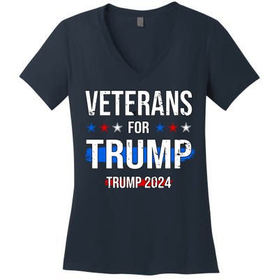 Veterans For Trump 2024 Women's V-Neck T-Shirt